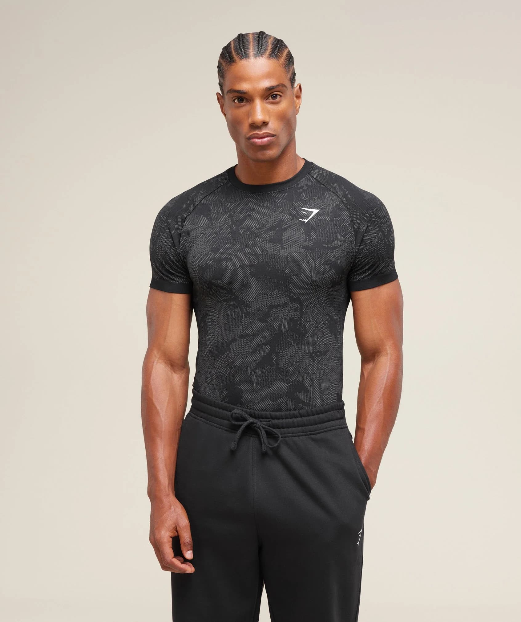 Gymshark Geo Seamless T Shirt Black Charcoal Grey